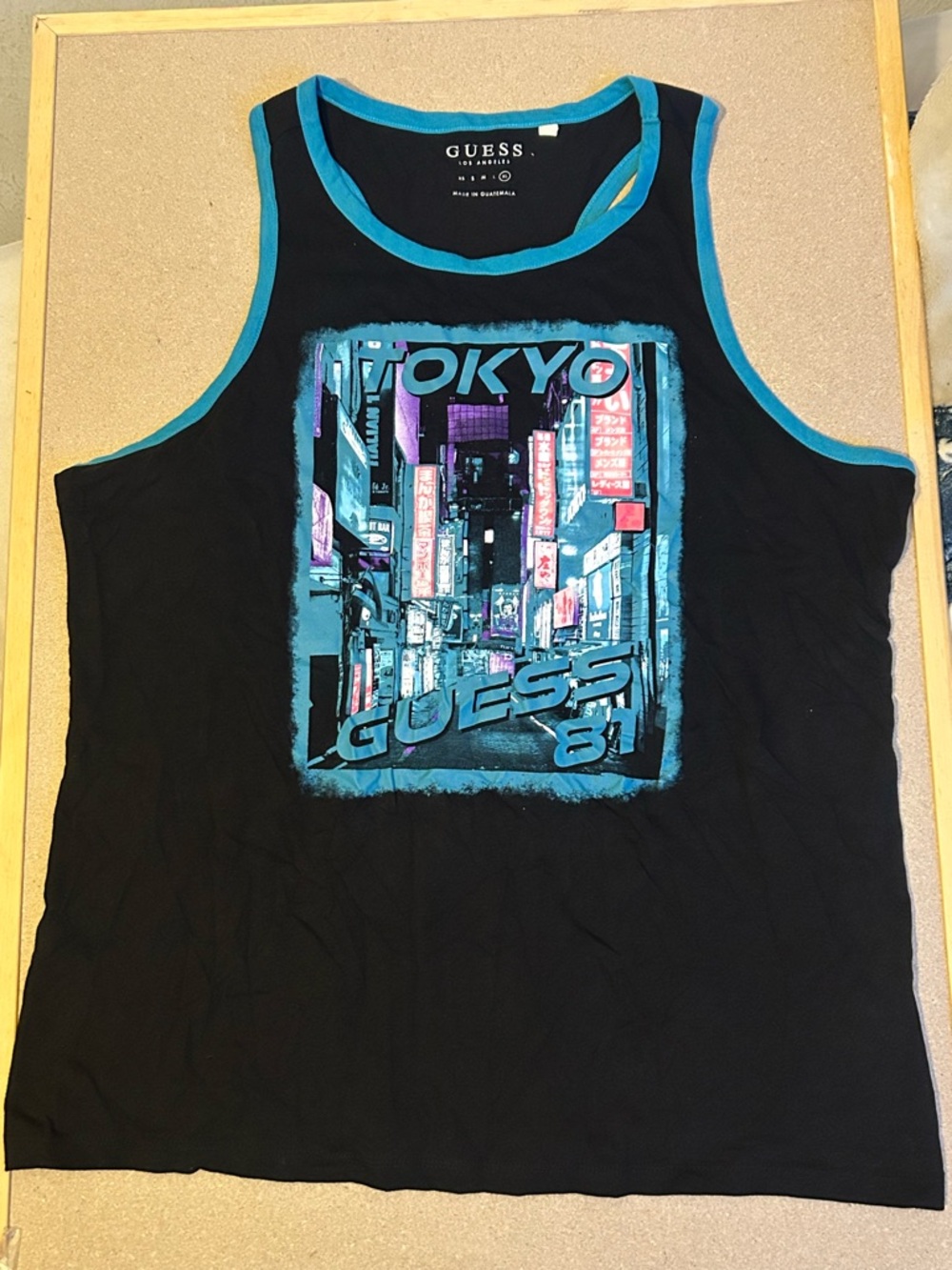 GUESS Black Tank Top with Teal Trim
